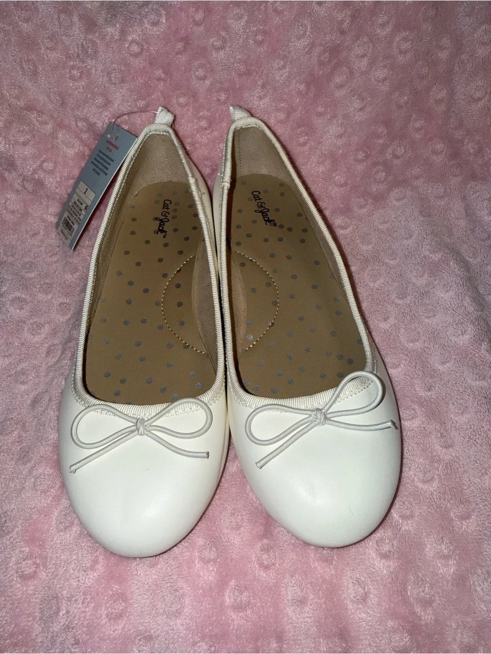 Cat & Jack Girls White Ballet Flats with Bow
